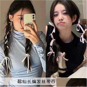 Bandanas Pink Girl Pigtail Attaché Ruban De Cheveux Coiffure Cravate Blanche Bandeau Arc Tressé Corde Accessoires Pour Femmes Drop Livraison Mode Dhizg