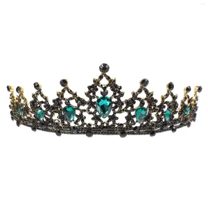 Bandanas Strass Conception Couronne Halloween Coiffure Féminine Bande De Cheveux (Noir Vert)