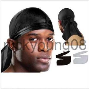 Bandanas Satin hommes Stretchy Cap Hip Hop Du Doo Rag Durag Perruques Turban Bandana Chapeaux Couleur Unie Long Chapeau Attache Queue Accessoires De Cheveux x0628