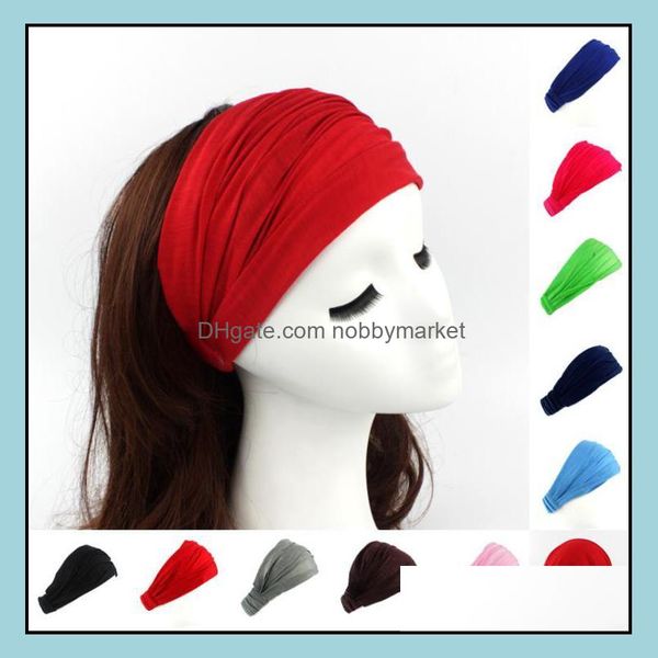 Pañuelos Bufandas Envolturas Sombreros, guantes Accesorios de moda 18 colores Señoras 100% algodón Deportes Yoga Diadema Diadema Headwrap Cuello Bufanda para la cabeza