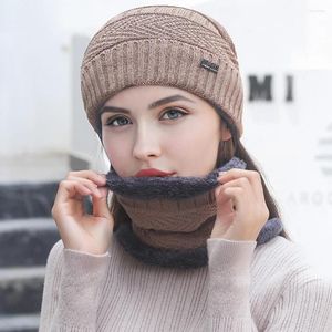 Bandanas Sibérien Laine Chapeau Écharpe Ensemble Hiver Chaud Polaire Tricot Tissu Doux Coupe-Vent Cou Protecteur En Plein Air