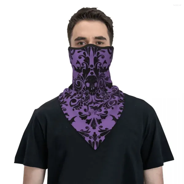 Bandanas Cráneo Damasco Patrón Invierno Cuello Máscara Calentador Hombres Mujeres Senderismo Caza Tubo Bufanda Halloween Bruja Gótica Cara Oculta Bandana Polaina