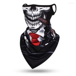 Bandanas Skull Face Scarf Bandana Hangende oor Balaclava Sporthek Baïters Digitale print Outdoor Winddichte dunne driehoekige sjaals