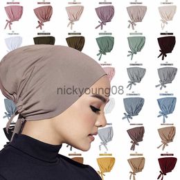 Pañuelos Modal de algodón suave debajo de la tapa Bandas internas de Hijab Elástico Mujeres musulmanas Vendaje Underscarf Bonnet Turbante islámico Diadema ajustable x0628