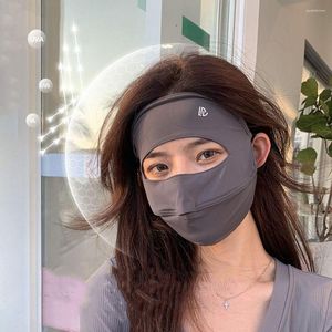 Bandanas couleur unie masque foulards Protection UV randonnée soie crème solaire écharpe couverture Gini