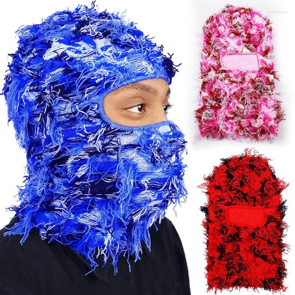 Bandanas Style 1 trou cagoule masque chapeau Spooky Ski bonnet Camouflage unisexe visage intégral fait à la main tricoté coupe-vent drôle casquette