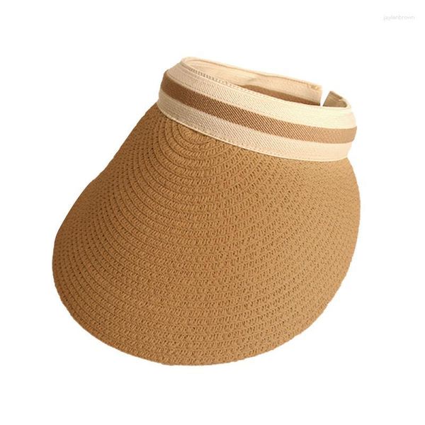 Pañuelos de verano, Top vacío, portátil, plegable, cinta mágica, sombrero de playa enrollable, ala ancha, viseras de paja informales a la moda para el sol para mujer