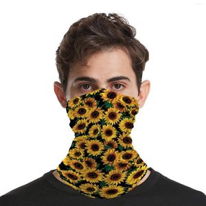 Bandanas Sunflower Bandana Yellow Floral Print Streetwear Windproof Neckerchief Unisex Outdoor Pirate