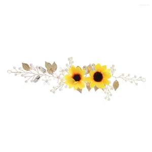 Bandanas Tournesol Cheveux Bandeau Bandeau Pièces Accessoires De Vigne De Mariée Vignes De Mariage Tête Décorative Cristal Fille Fleurs Fleur