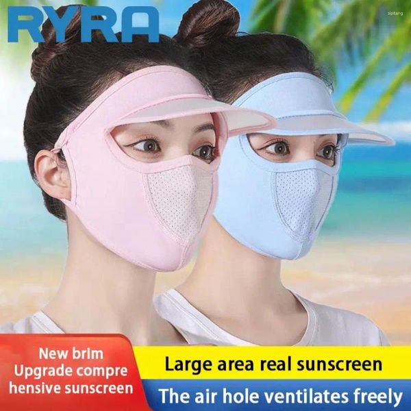 Bandanas Protector solar Mascarilla facial completa con sombrero para el sol Montar Mujeres Delgadas Transpirables Protección UV de verano