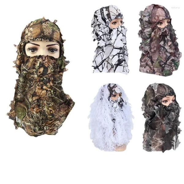 Bandanas tactique camouflage masque d'arbre champ de chasse en plein air écharpe complète UV respirant équitation 3d chapeaux