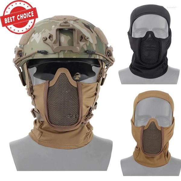 Bandanas, máscara táctica de tocado, pasamontañas militar, gorra de combate, media cara, malla de acero, máscaras de caza de Paintball protectoras
