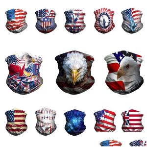 Bandanas USA Drapeau National Modèle Bandanas Hommes Femmes 3D Impression Numérique Foulards Magiques En Plein Air Équitation Bouclier Anti-poussière 5 5Hs Dhize