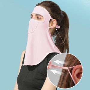 Bandanas unisexe masque de protection solaire complet respirant soie course sport anti ultraviolet mince pour les activités de plein air d'été