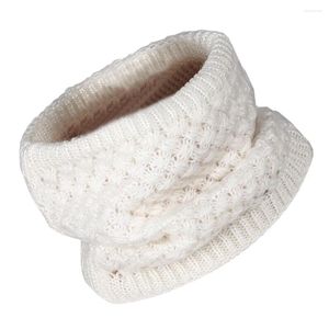 Bandanas unisexe chaud tricot cou cercle écharpe grosse boucle épaisse (blanc)