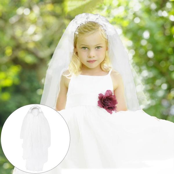 Bandanas Veil Girls Flower Wedding Communicion Campo White Floral Dadband First Holy Veils Kids Lace Wrath Girlbridalribbon Bride