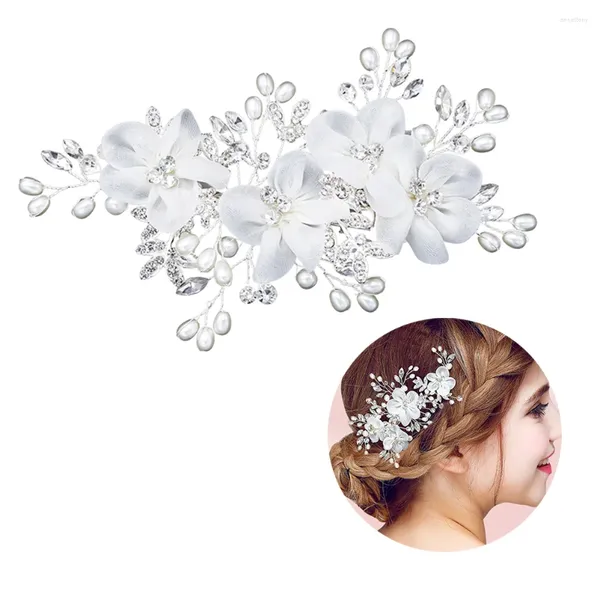 Bandanas Clip para el cabello de boda Peine de diamantes de imitación Pasador nupcial para niña de flores Piezas Lado de perlas