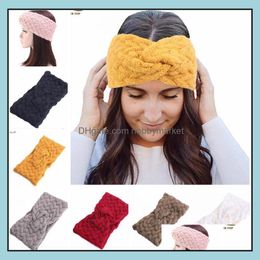 Bandanas Winter Cashmere Hairbands Gebreide Cloghet Twist Hoofdbanden Ear Warmer Elastic Hair Bands Brede Hoofdtrap Hoofdband Drop Levering OTFXR