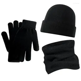 Bandanas hiver chapeau écharpe gants ensemble pour hommes femmes cou plus chaud écran tactile en peluche tricoté gant S famille