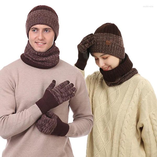 Pañuelos de invierno, bufanda tejida, sombrero, guantes, conjunto a prueba de viento, calentador de cuello cálido para mujeres, hombres, deportes al aire libre, ciclismo, esquí, senderismo, bufandas