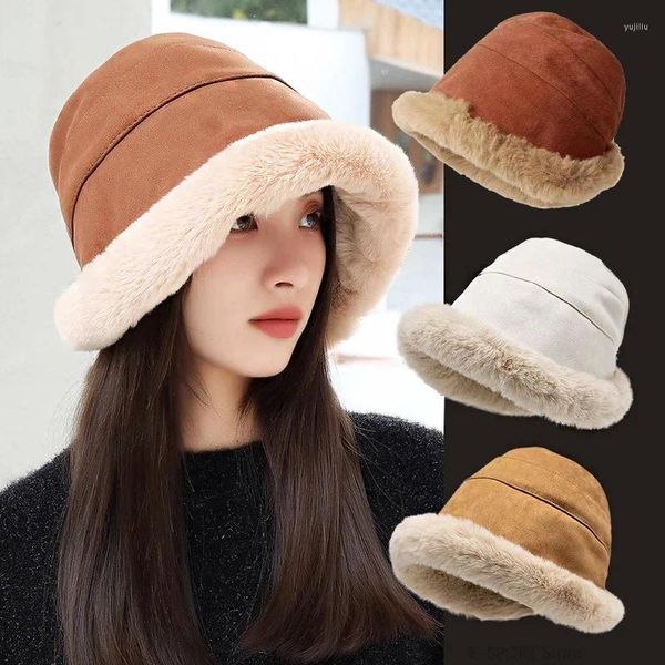 Pañuelos de invierno para mujer, gorro de felpa, edición coreana, gorro grueso de pelo de cordero, protección para los oídos, mongol frío