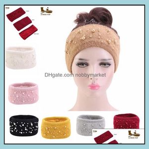 Bandanas winter konijnbont plus veet haarbanden warme hoofdbanden oorwarmer elastische haarbanden brede hoofdband druppel levering otc9w