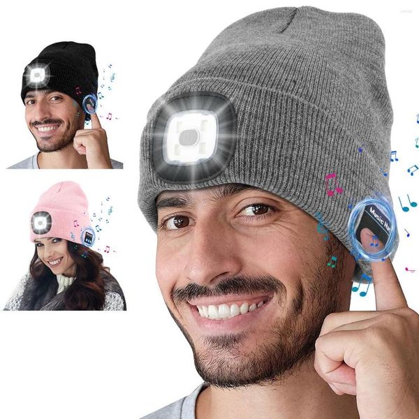 Bandanas hiver sans fil Bluetooth musique chapeau bonnet casquette écouteur casque intelligent haut-parleur Sport tricoté chapeaux cadeau de noël