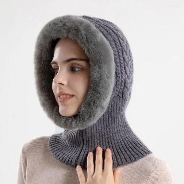 Bandanas de invierno para mujer, gorro de esquí tejido con bufanda, forro polar más cálido, capucha, cuello facial, pasamontañas para adultos para deportes al aire libre