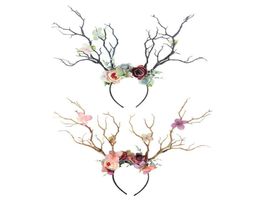 Bandanas Femmes couches exagérées Art Forest Shape Hair Hoop Antler Deer Horn Flower Band Cost Cosplay Party7059682