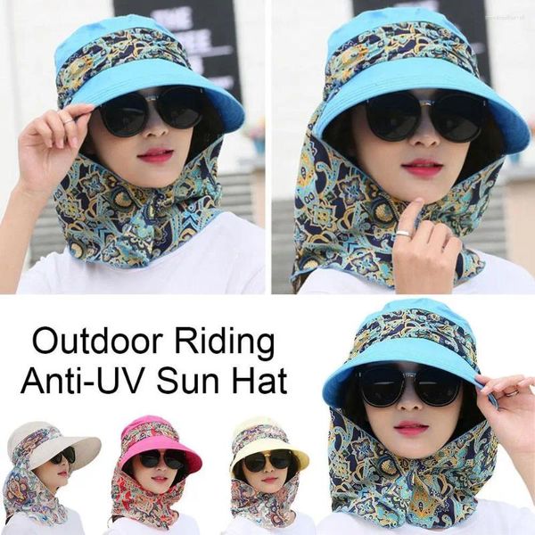 Bandanas Women Summer Outdoor Mounting Anti-UV Sun Hombra Playa Plegable Plegable Floral Tapas de estampado Floral Facinada ancha ancha ancha