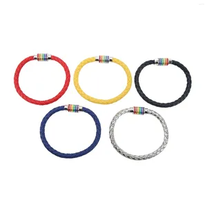 Bandanas pulsera tejida combinación rojo azul plata amarillo azul marino cierre magnético pulseras de cuero ampliamente utilizadas para regalo
