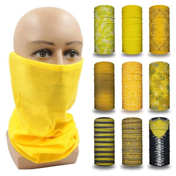 Bandanas Tubo Amarillo Bandana Al Aire Libre Mujeres Correr Senderismo Sombreros Transpirable UV A Prueba De Polvo Mascarilla Ciclismo Bufanda Sin Costuras Polaina para El Cuello