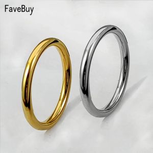 Bandes 1.5 / 2,5 / 2 mm anneaux fins arronnés pour les femmes en acier inoxydable or argent couleur cercle empilable bijou minimaliste taille 5 6 7 8 9 10