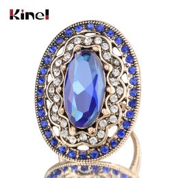 Banden 2020 NIEUWE CHARM BLAUW BROTE RINGKLAND OUDE GOUD VINTAGE Wedding Ringen voor vrouwen Mozaïek Wit Crystal Fashion Jewelry