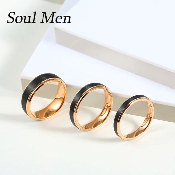 Bandes 2021 Tendance couple anneaux de tungstène carbure single ring confort fit bande de mariage mate rose or couleur 4/6/8mm anneaux esthétique