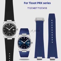 Bands 25x12mm Voor Tissot PRX T137.410 Super speler Mode rubberen band Quick release Sile Band Armband H240330