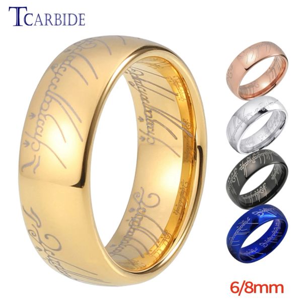 Groupes 6 mm 8 mm best vendeurs hommes femmes Tungstten Engagement Band de mariage bague en forme