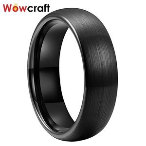 Banden 6 mm Zwart Tungsten Carbide Rings trouwring Domed Matte Finish paar Comfort Fit