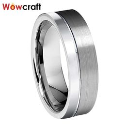 Banden 6 mm platte wolfraam carbide ringen hoogwaardige top 1/3 gepolijste en 2/3 geborstelde trouwring sieraden mode comfort fit ring