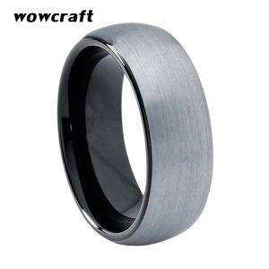 Banden 6mm Mens Dames Tungsten Carbide Wedding Band ringen Zwart vergulde klassieke koepelranden Matte afwerking Comfort Fit Persoonlijk aanpassen