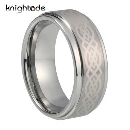 Banden 8mm Keltic Knot Tungsten Carbide trouwring voor mannen vrouwen jubileum ringen feestjuwelen geborsteld stapte randen comfort fit