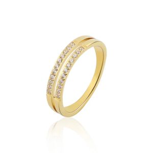 Bands beaux ensembles de doublées avec 22 anneaux de zircon pour le mariage en acier en acier de qualité supérieure Love Woman Ring Wholesale