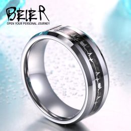 Bandes Beier 100% véritable tungstène homme femme Cool mode vague motif tungstène anneau cadeau de mariage W037