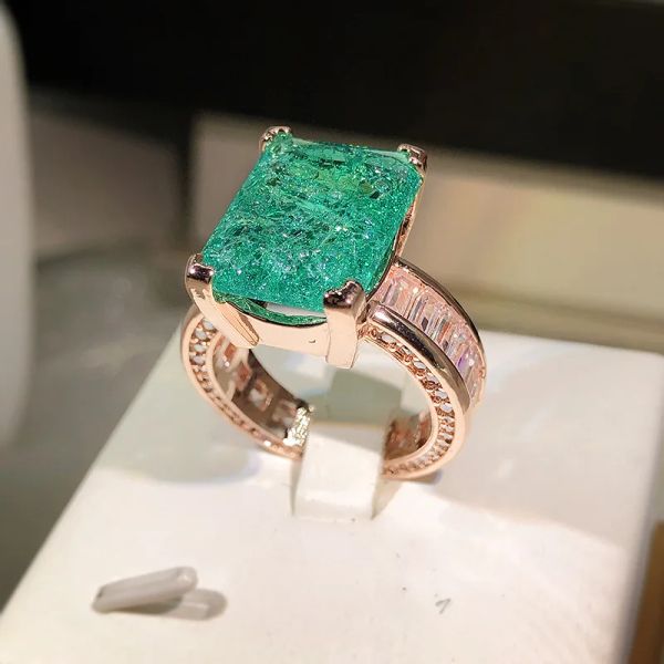 Groupes Bing Paraiba Gemstone Ring For Women Luxury Rose Gold Color Jewelry Women Promest Prome Lover Valentin's Day Cadeaux
