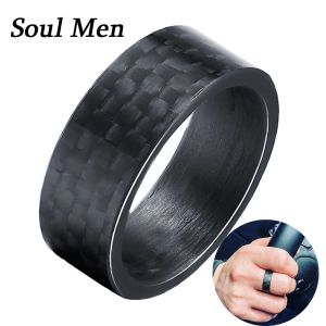 Bandes anneaux noirs en fibre de carbone Spinner Anneaux Men Femmes Unique Band de fiançailles de mariage punk