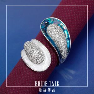 Bandes Bride Talk Femmes Bague Rhodium Placage Cubique Zircone Accessoire Élégant Saint Valentin Mariage Bijoux Cadeau Pour Femmes Gros Anneaux