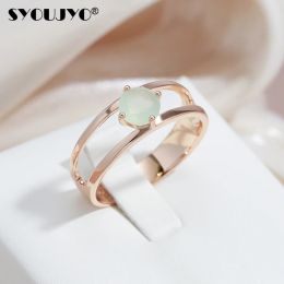 Bands Emerald Green Natural Natural Zircon Cutout Ring For Women Syoujyo Simple Design 585 Rose Gold Color Easy Matching Fine bijoux