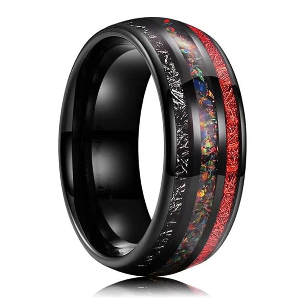 Bands mode 8 mm Black Tungsten Carbide Ring pour hommes Band de mariage Dome Band Incru
