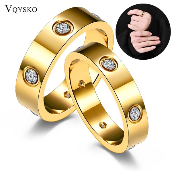 Bandes Fashion Vis Wedding Zircon Ring pour les femmes Simple en acier inoxydable rose or couleur bijoux fingerring Party Accessoires Hot Vente