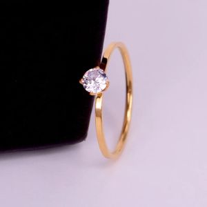 Bandes fine bijoux titanuim en acier rose rose anneau de couleur cz cing anneau en cristal pour femmes couple anneau de doigt Love Wedding Size39 R101